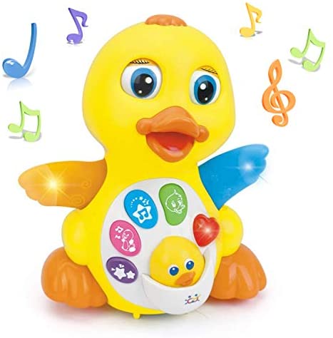 Toys for Babies Under One: Woby Musical Flapping Yellow Duck Action Educational Learning and Walking Toy for 1 Year Old Baby Toddler Girl Boy