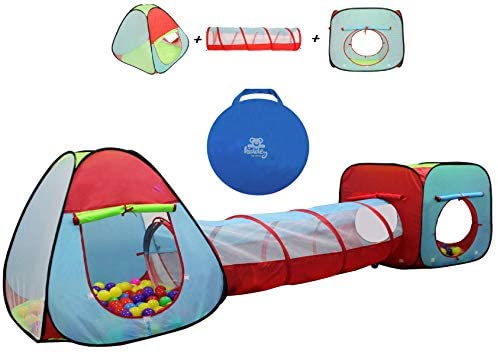 Toys for Toddlers: Kiddey Children’s Dual Play Tent with Tunnel (3-Piece Set) – Indoor/Outdoor Playhouse for Boys and Girls – Lightweight, Easy to Setup (Balls Not Included)