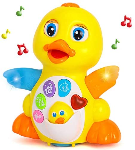 Toys for Babies Under One: Yiosion Musical Flapping Yellow Duck Interactive Action Educational Learning Walking Light Up Dancing Toy for 1 Year Old Baby Toddler Infant