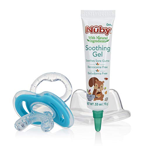 Toys for Babies Under One: Nuby Natural Soothing Gel for Sore Gums with Bonus Gum-EEZ Teether Combo, Benzocaine Free, Belladonna Free, 0.53 Fluid Ounce