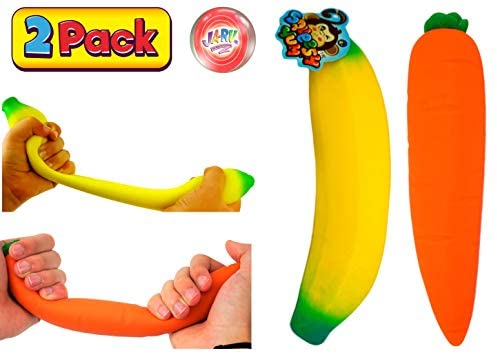 Toys and Games for Autistic Children: JA-RU Stretchy Banana & Carrot Squishy Toys Stress Toys Relief | Sensory Toys for Autistic Children Kids and Fidget Toys Easter Gifts for Girls Boys and Adults. Easter Basket Games 3340-3342p