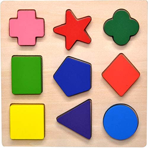 Toys for Babies Under One: GYBBER&MUMU Wooden Preschool Colorful Shape Puzzle