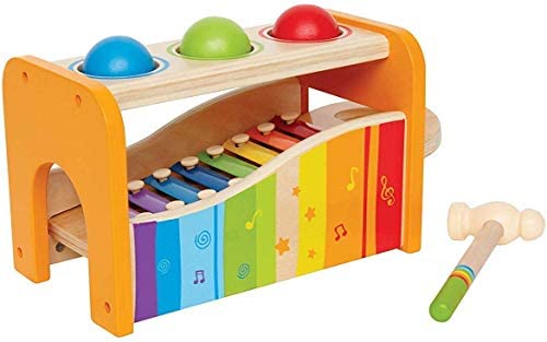 Toys for Toddlers: Hape Pound & Tap Bench with Slide Out Xylophone – Award Winning Durable Wooden Musical Pounding Toy for Toddlers, Multifunctional and Bright Colours