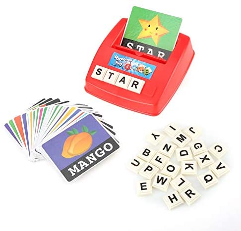 Toys and Games for Pre-Schoolers: English Matching Letter Game Cartoon Educational Spelling Words Toy & Increases Memory Interactive Parent-Kids Desk Game (Uppercase Letter)