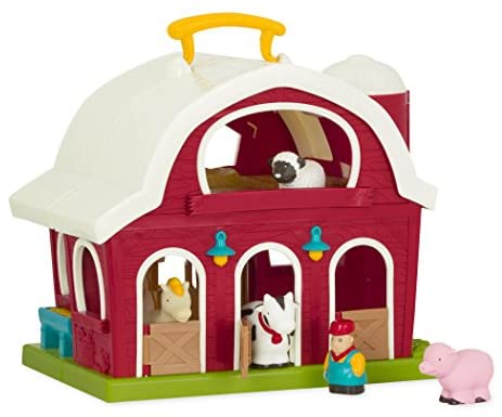 Toys for Toddlers: Battat – Big Red Barn – Animal Farm Playset for Toddlers 18M+ (6Piece), Dark Red, 13.5″ Large x 9″ W x 12″ H