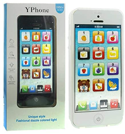 Toys for Babies Under One: Cooplay White Music Y-Phone Phone Toy Mobile Learning English Letters Fruits Toy LED Play Cellphone Yphone for Baby Kids Children Toddle