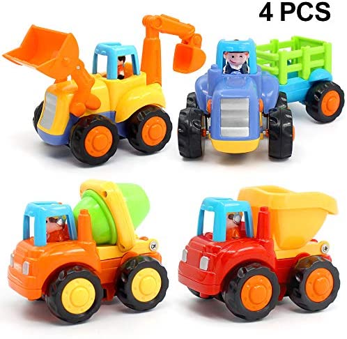 Toys for Toddlers: ORWINE Inertia Toy Early Educational Toddler Baby Toy Friction Powered Cars Push and Go Cars Tractor Bulldozer Dumper Cement Mixer Engineering Vehicles Toys for Children Boys Girls Kids Gift 4PCS