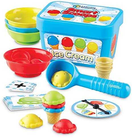 Toys and Games for Pre-Schoolers: Learning Resources Smart Scoops Math Activity Set, Stacking, Sorting, Early Math Skills, 55 Pieces, Ages 3+