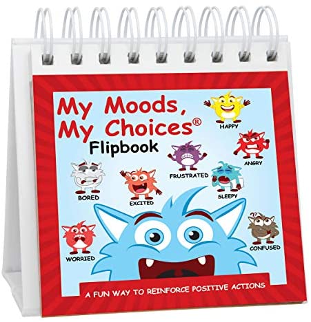 Toys and Games for Autistic Children: The Original Mood Flipbook for Kids; 20 Different Moods/Emotions; Autism; ADHD; Help Kids Identify Feelings and Make Positive Choices; Laminated Pages (Monster Flipbook)