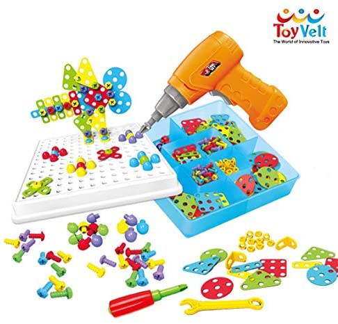 Toys and Games for Pre-Schoolers: Toyvelt Building Block Games Set With Toy Drill & ScrewDriver Tool set Educational building blocks construction games Develop Fine Motor Skills – Best Kids Toys for boys & girls age 3 – 14 year old