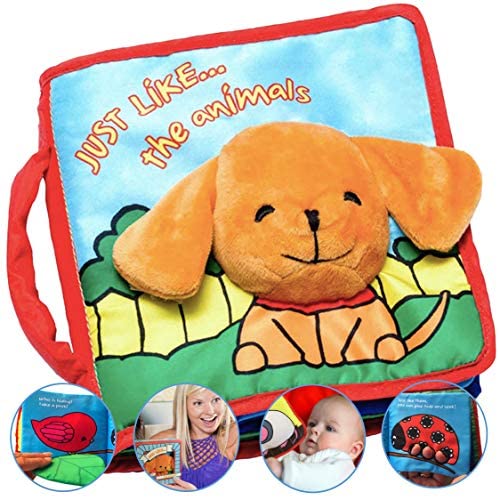 Toys for Babies Under One: Premium Soft Baby Book First Year, Cloth Book with Crinkly Sounds, Fun Interactive Toy, Fabric Book for Babies & Infant 1 Year Old (Boy, Girl), Cute Baby Shower Gift, Touch and Feel Activity