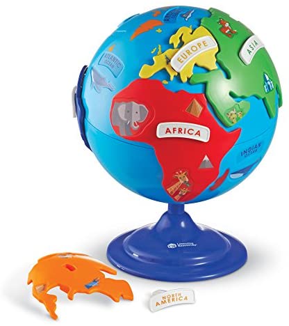 Toys and Games for Pre-Schoolers: Learning Resources Puzzle Globe, 3D Geography Puzzle, Fine Motor, 14 Pieces, Ages 3+