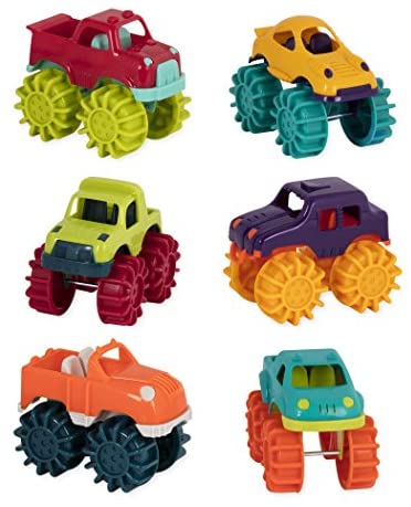 Toys for Toddlers: Battat Mini Monster Trucks – Set of 6 Mini Trucks for Toddlers in Storage Bag for 2 years +