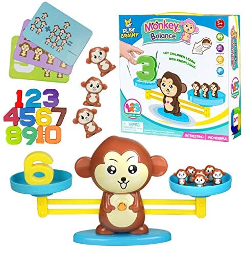 Toys and Games for Pre-Schoolers: Play Brainy Balancing Monkey Math Game – Fun & Educational Monkey Scale Math Toy – Cute Numbers Counting Game for Girls & Boys – Perfect Learning Game for Young Children