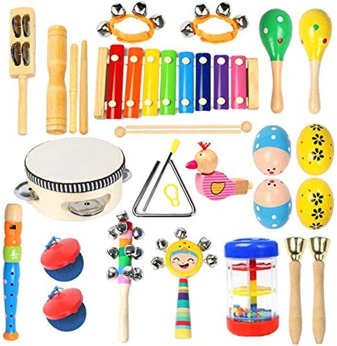 Toys for Toddlers: Toddler Musical Instruments Ehome 15 Types 22pcs Wooden Percussion Instruments Toy for Kids Preschool Educational, Musical Toys Set for Boys and Girls with Storage Bag