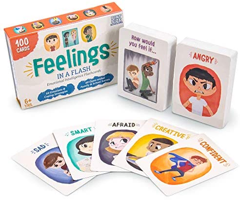 Toys and Games for Autistic Children: Brybelly Feelings in a Flash – Emotional Intelligence Flashcard Game – Toddlers & Special Needs Children – Teaching Empathy Activities, Coping & Social Skills – 50 Scenario Cards, 50 Reaction Faces