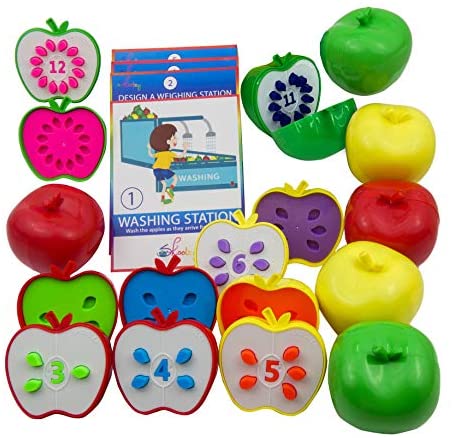 Toys and Games for Autistic Children: Skoolzy Counting Toddler Games – STEM Apple Factory Learning Toys for 3 Year olds to Ages 6 – Fine Motor Skills Color Sorting Montessori Toys for Toddlers Gifts – Educational Materials Activities