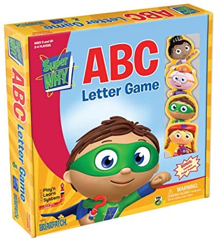 Toys and Games for Pre-Schoolers: Briarpatch Super Why ABC Game PBS Kids Early Reading & Spelling Development, Improve Childhood Literacy & Social Skills Includes Finger Puppets