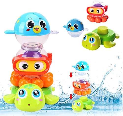 Toys and Games for Autistic Children: Liberty Imports Baby Bath Toys Waterfall Stack and Spray Sea Animals – Nesting Cups Stackable Game Toddlers Kids Bathing Tub Water Squirter Spraying Station Playset (Set of 3)