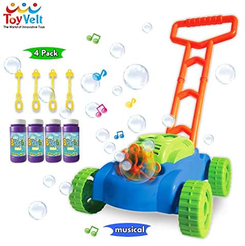 Toys for Toddlers: ToyVelt Bubble Lawn Mower for Kids – Automatic Bubble Machine with Music Sounds Best Toys for Toddlers Plus 4 x Bottles of Solution & 4 x Sticks – for Boys & Girls Ages 2-12 Years Old