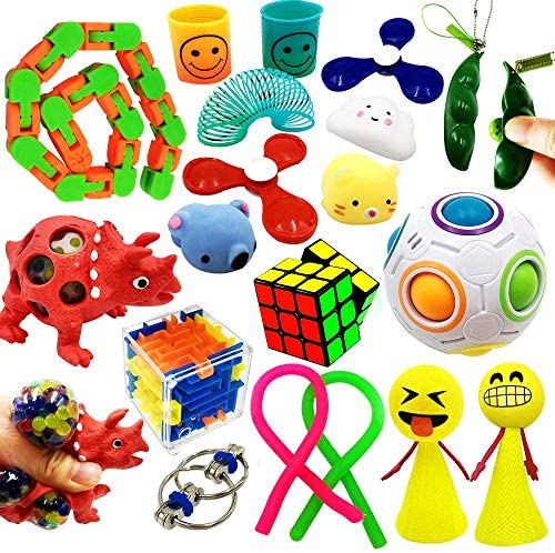 Toys and Games for Autistic Children: ToyerBee Sensory Fidget Toys Set for Adults, Kids, ADHD, ADD, Anxiety Autism, Autistic to Stress Relief and Anti-Anxiety with Squishy, Stretchy Strings , Squeeze Balls, , Perfect for Classroom Reward