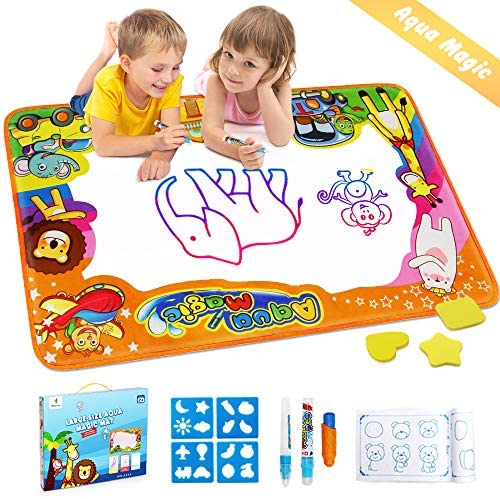 Toys for Toddlers: Betheaces Water Drawing Mat Aqua Magic Doodle Kids Toys Mess Free Coloring Painting Educational Writing Mats Xmas Gift for Toddlers Boys Girls Age of 2,3,4,5,6 Year Old 34.5″ X 22.5″ in 6 Colors