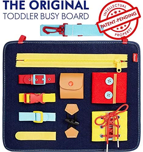 Toys for Toddlers: Toddler Busy Board – Montessori Sensory Board for Toddlers – Develops Basic Skills and Fine Motor Skills – Learn to Dress Toys for 1 2 3 4 Year Old Kids – Learning Toy for Airplane or Car Travel