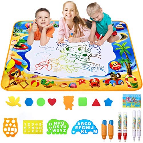 Toys for Toddlers: Toyard Doodle Mat, Large Aqua Magic Water Drawing Mat Toy Gifts for Boys Girls Kids Painting Writing Pad Educational Learning Toys for Toddler