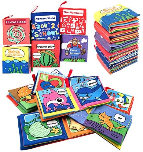 Toys for Babies Under One: Cloth Book for Baby Soft Activity Books for Baby, Toddler, Infant Travel Toys- Let’s Learn Together, Educational Toy for Boy & Girl, Touch and Feel Crinkle book, Shower Gift for Baby, Pack of 6