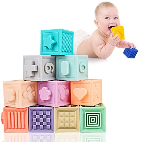 Toys for Babies Under One: Mixi Baby Toys Blocks, Soft Blocks for Babies 6 Month Baby Toys Teething Toys Infant Toys Baby Building Blocks Montessori Developmental Toys with Numbers Animals Shapes for Baby 6 Months and Up 12PCS