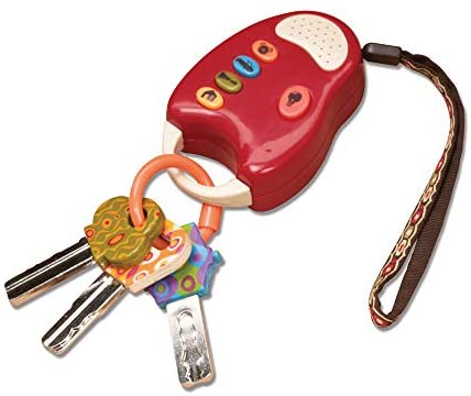 Toys for Babies Under One: B. toys – FunKeys Toy – Funky Toy Keys for Toddlers and Babies – Toy Car Keys and Red remote with Light and Sounds – Non-Toxic