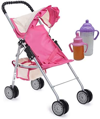 Toys for Babies Under One: fash n kolor My First Doll Stroller with Basket – Pink & Off-White Foldable Doll Stroller – Fits Upto 18″ Dolls, 2 Free Magic Bottles Included Toys for Babies Under One: fash n kolor My First Doll Stroller with Basket – Pink & Off-White Foldable Doll Stroller – Fits Upto 18″ Dolls, 2 Free Magic Bottles Included