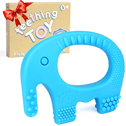 Toys for Babies Under One: Teething Toys For Babies 6-12 Months – BPA Free Silicone Chew Toy – Cute, Easy To Hold, Soft And Highly Effective Elephant Teether Ring, Best Teethers Rings For Freezer, Valentine Gifts For Baby Boys