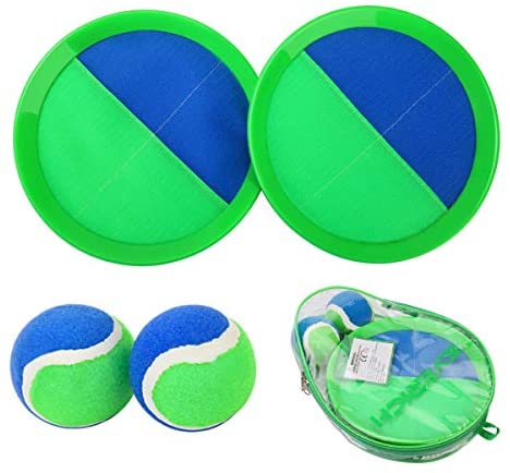 Toys and Games for Pre-Schoolers: EVERICH TOY Paddle Toss and Catch Ball Set-Upgraded Version 8 Inch Paddle Catch Games Toy for Kids/Adults(2 Rackets,2Balls,1 Storage Bag) (Blue/Green)