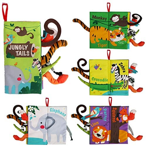 Toys for Babies Under One: beiens Soft Baby Cloth Books, Touch and Feel Crinkle Books, for Babies, Infants & Toddler Early Development Interactive Toys, Baby Girl & Baby Boy Gift (Jungle Tails-1 Book)