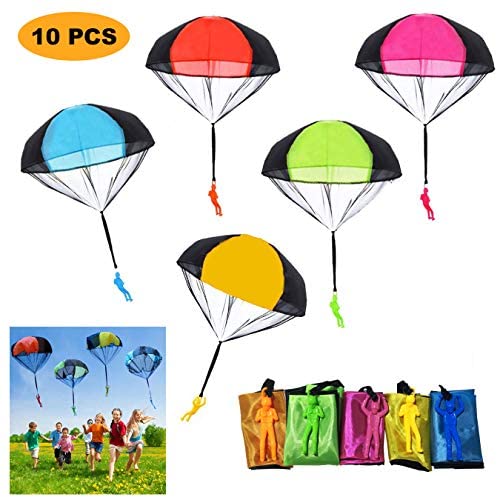 Toys and Games for Autistic Children: SUPRBIRD Parachute Toy 10Pieces Children’s Flying Toys Tangle Free Throwing Hand Throw Parachute Army Man Toss It Up and Watching Landing Outdoor Toys for Kids Gifts