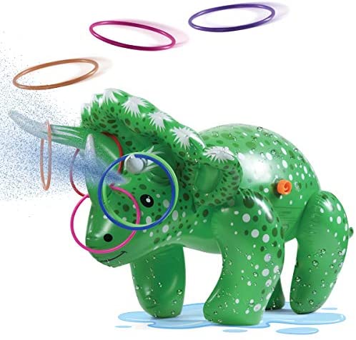 Toys for Toddlers: Prextex 2 in 1 Dinosaur Water Sprinkler and Ring Toss Combo Inflatable Water Toy Fun Outdoor Water Toys Activity for Toddlers and Kids