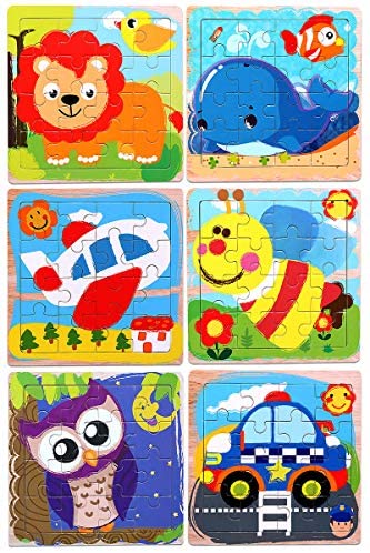 Toys and Games for Autistic Children: Puzzles for Kids for Ages 3-5, 16 Piece Wooden Jigsaw Puzzles for Toddler Children Learning Educational Toddler Puzzle Toys for Boys and Girls, 6 Pack Preschool Children Puzzles Set Toys and Games for Autistic Children: Puzzles for Kids for Ages 3-5, 16 Piece Wooden Jigsaw Puzzles for Toddler Children Learning Educational Toddler Puzzle Toys for Boys and Girls, 6 Pack Preschool Children Puzzles Set
