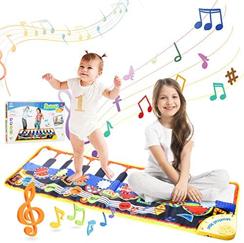 Toys for Toddlers: Vimpro Musical Piano Mat, Toddler Piano Keyboard Floor Playmat Childrens Walk on Pad Kids Tunes Playmat Walking Music Toys for Baby Girls 43.3” X14.2”