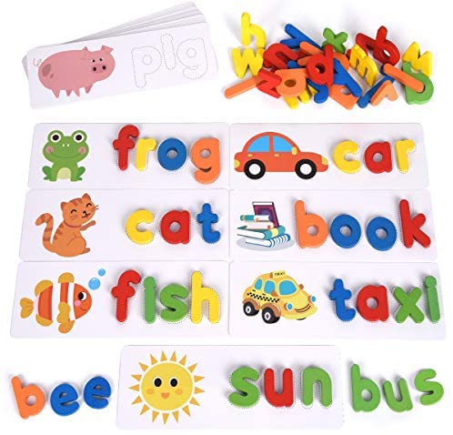 Toys and Games for Pre-Schoolers: XREXS See and Spell Learning Toys, Matching Letter Puzzles Games, Sight Words Flash Cards Games Alphabet Educational Learning Toy for Kids Preschool Kindergarten