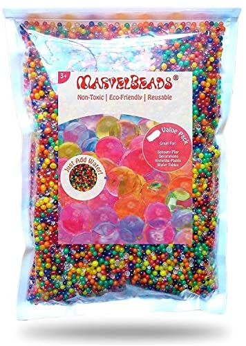 Toys and Games for Autistic Children: MarvelBeads Water Beads Rainbow Mix (Half Pound) for Spa Refill, Sensory Toys and Décor (Non-Toxic)