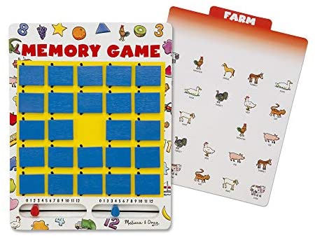 Toys and Games for Pre-Schoolers: Melissa & Doug Flip to Win Travel Memory Game – Wooden Game Board, 7 Double-Sided Cards