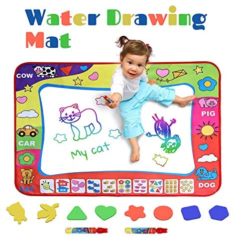 Toys for Toddlers: Develop Smarter Water Drawing Mat for Toddlers – Large Aqua Magic Mat for Boys, Girls – Educational Mess Free Water Doodle Board with Pens – Best Gift for Children