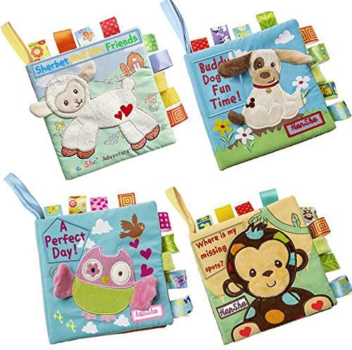 Toys for Babies Under One: HanShe Baby Soft Book Cloth Book Set 4 Pack Crinkle Book Educational Learning Toy for Infant Fabric Baby Activity Crinkle Book for Infants Toddler for boy Girl Unisex Toys for Babies Under One: HanShe Baby Soft Book Cloth Book Set 4 Pack Crinkle Book Educational Learning Toy for Infant Fabric Baby Activity Crinkle Book for Infants Toddler for boy Girl Unisex