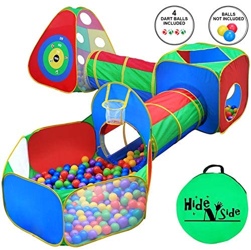 Toys and Games for Autistic Children: 5pc Kids Ball Pit Tents and Tunnels, Toddler Jungle Gym Play Tent with Play Crawl Tunnel Toy, for Boys babies infants Children, Pit Balls NOT Included, Indoor Outdoor Gift, Target Game w/ 4 Dart Balls