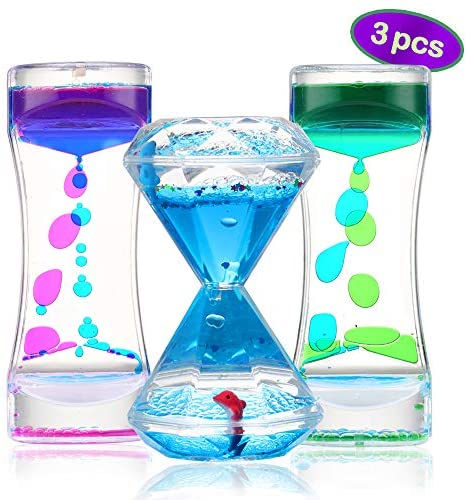 Toys and Games for Autistic Children: Sensory Liquid Motion Timer Bubbler Toy 3 Pcs. Set – Best Fidget Tool for Kids and Adults for Stress and Anxiety Relief and Relaxation, Pack of Calming Toy for Toddlers with Autism, Office Desk Decor