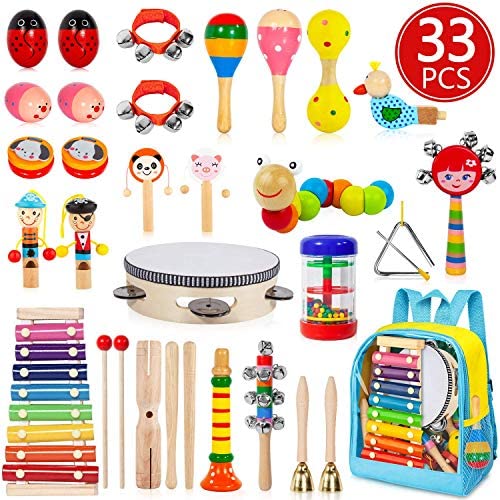 Toys and Games for Autistic Children: AOKIWO Kids Musical Instruments, 33 PCS 20 Types Wooden Instruments Tambourine Xylophone Toys for Kids Children, Preschool Educational Learning Musical Toys for Boys Girls with Storage Baakpack Toys and Games for Autistic Children: AOKIWO Kids Musical Instruments, 33 PCS 20 Types Wooden Instruments Tambourine Xylophone Toys for Kids Children, Preschool Educational Learning Musical Toys for Boys Girls with Storage Baakpack