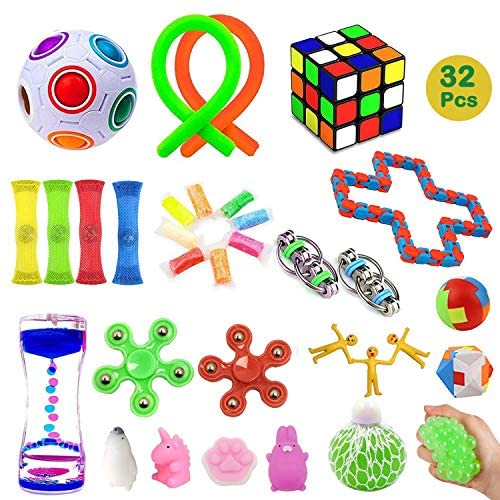 Toys and Games for Pre-Schoolers: 32 Pack Sensory Fidget Toys Set，Stress Relief Hand Toys for Adults Kids ADHD ADD Anxiety Autism, Perfect for Birthday Party Favors, School Classroom Rewards, Carnival Prizes, Pinata Goodie Bag Fillers