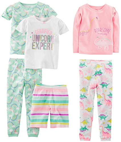 Toys for Toddlers: Simple Joys by Carter’s Baby, Little Kid, and Toddler Girls’ 6-Piece Snug Fit Cotton Pajama Set