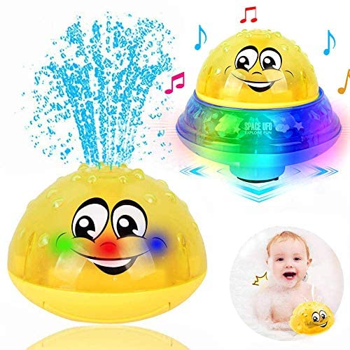 Toys for Toddlers: ZHENDUO Bath Toys, 2 in 1 Induction Spray Water Toy & Space UFO Car Toys with LED Light Musical Fountain Toy Automatic Induction Sprinkler Bath Toy Bathtub Toys for Toddlers